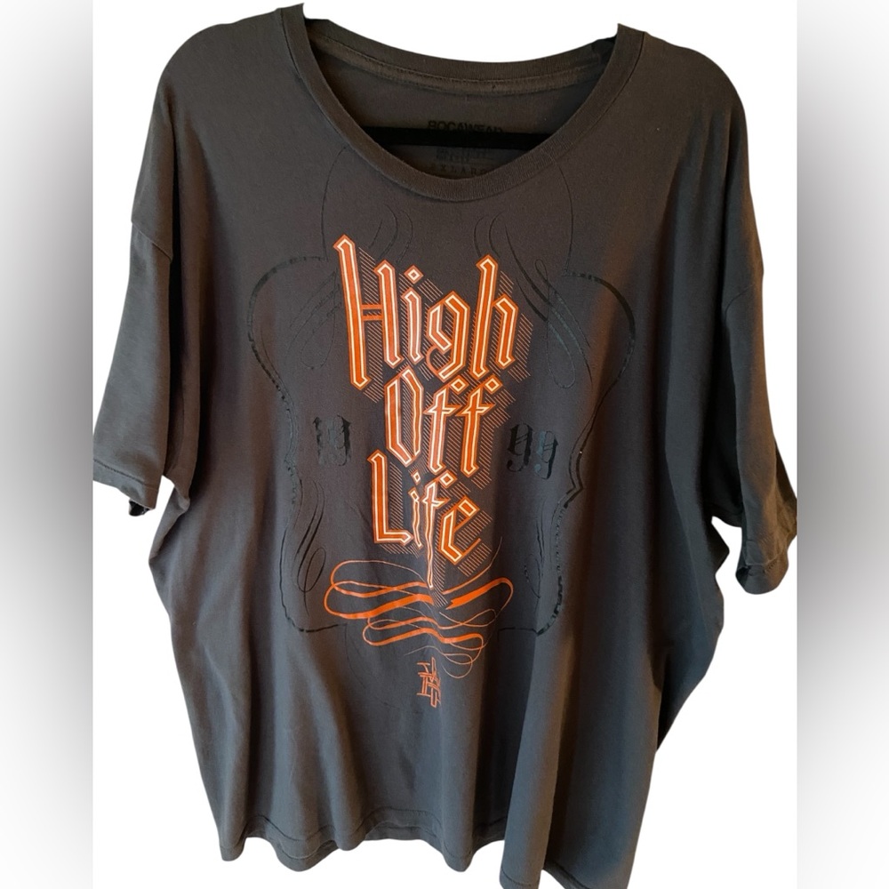 Rocawear vintage men’s brown tshirt, 2XL , 90’s with orange decal on front